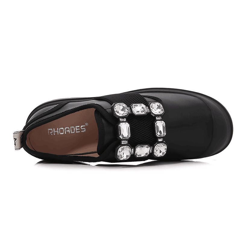 Diamantschnalle Casual Loafers Modetrend Internet-Berühmtheit Gleicher Stil Echtes Leder Cloud Schuhe_voghion.com