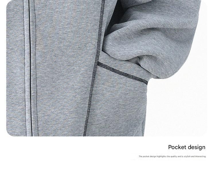 Men's Streetwear Heavyweight Hoodie | Oversized American Style Zip-Up With Contrast Stitching & Air-Layer Design_voghion.com