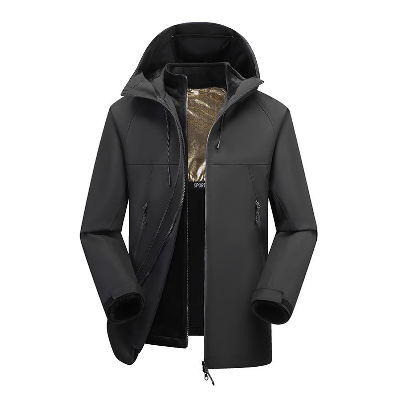 Mountain Style Hard Shell For Men Women, 3-in-1 Spring And Autumn Color Block Hooded Windproof Waterproof Hiking Jacket_voghion.com