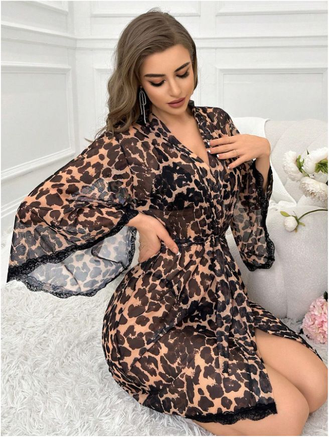 Neues sexy Dessous-Set im wilden Stil mit Glockenärmeln und transparentem Bademantel_voghion.com