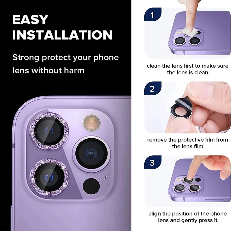 Diamantna zaščita za objektiv fotoaparata za iPhone 14 13 12 Pro Max Kovinski zadnji zaščitni pokrovček za objektiv za iPhone 13 Mini 12 13 Pro 14 Pro Max_voghion.com