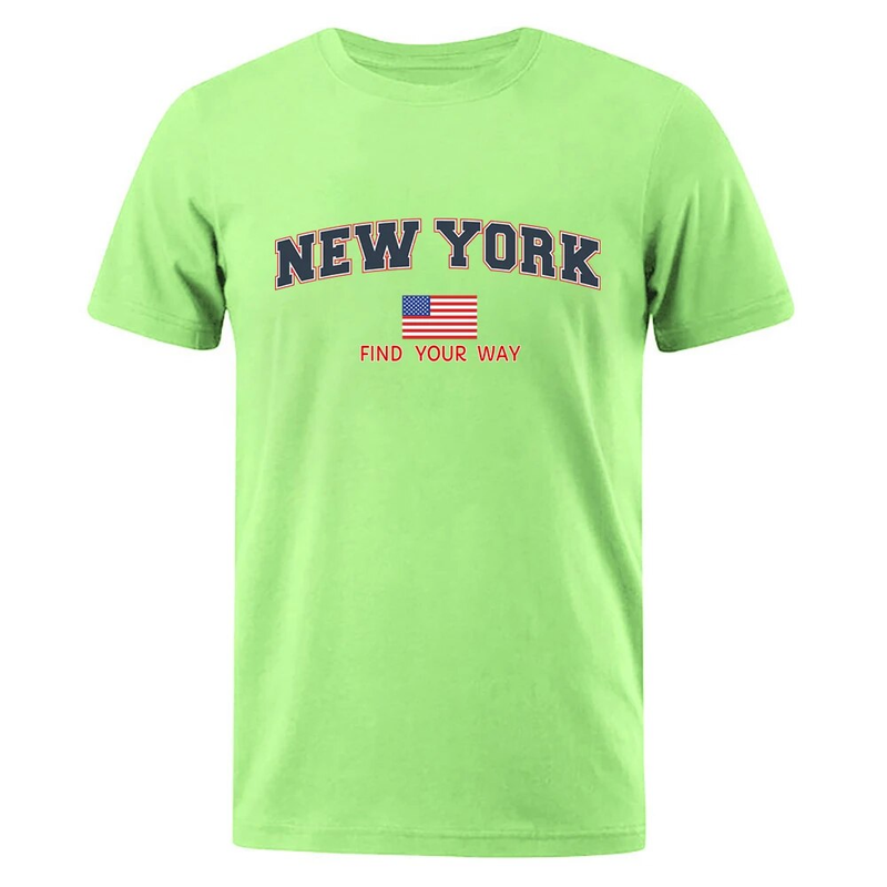 New York Trouvez Votre Chemin Usa Rue Lettre T-Shirts Hommes Surdimensionnés Hauts Dessin Animé T-shirt D'été Mode Lâche Tee Vêtements_voghion.com