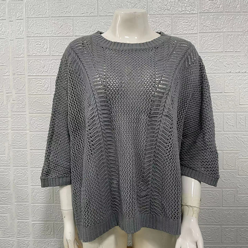 Sexy Style Vacation Knitted Loose Mesh Hollow Beach Bikini Cover-Up_voghion.com