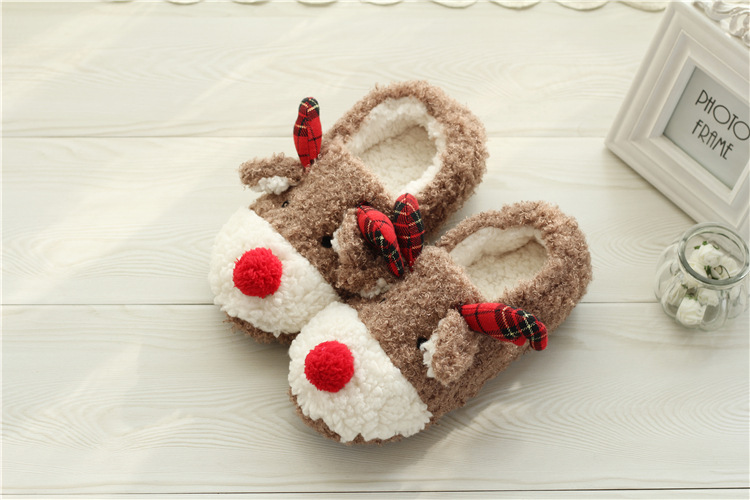 Beliebte Außenhandelshausschuhe für Frauen, Winter, Weihnachten, Plüsch, handgefertigt, mit Nestschuhen, rutschfest, reine Baumwolle_voghion.com