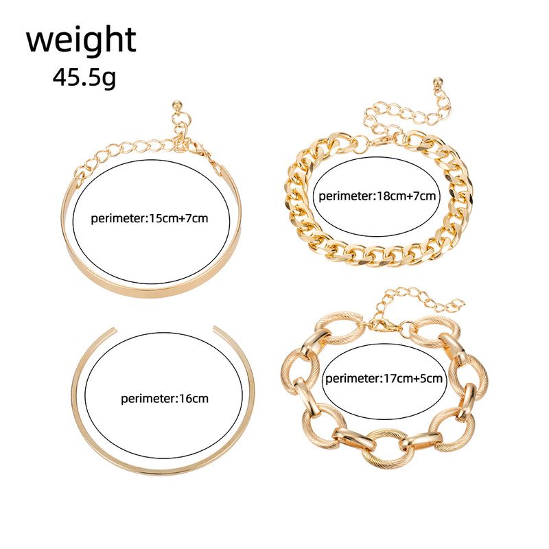 New Combination Fashionable And Simple Gold Wide Opening 4-piece Set Bracelet_voghion.com