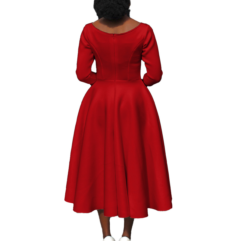Women's solid color large swing skirt temperament evening dress skirt_voghion.com