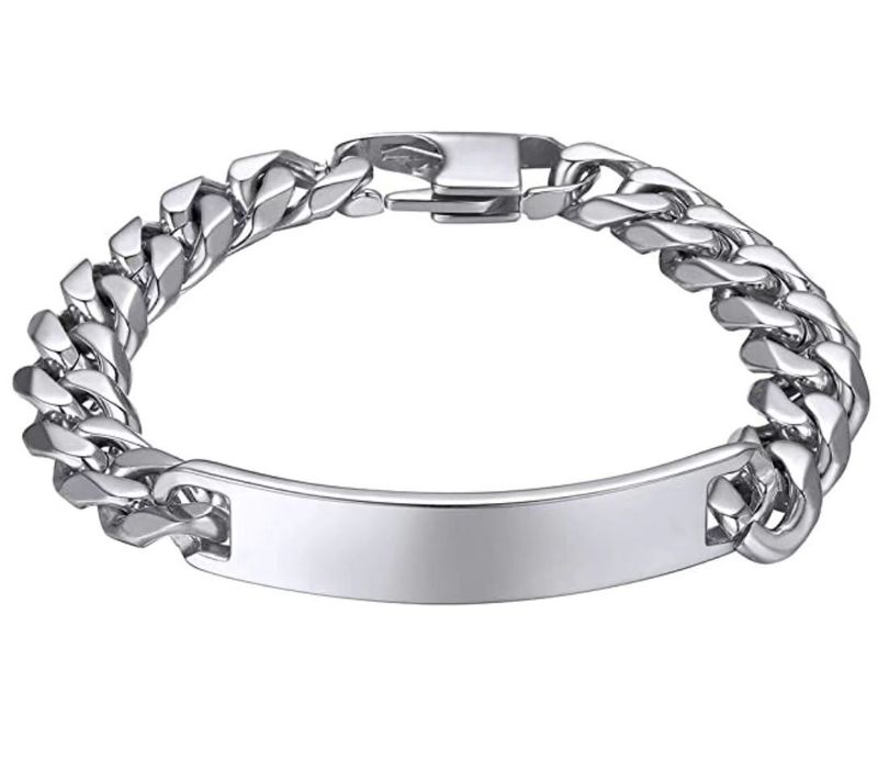 Bracciale curvo in acciaio inossidabile al titanio da uomo, stile Hip Hop cubano_voghion.com