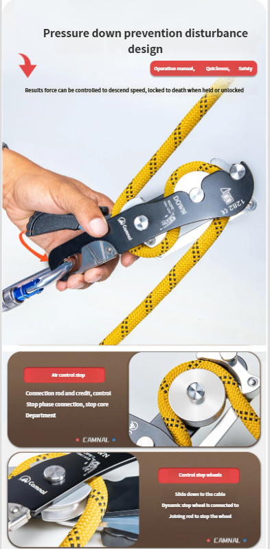 Cross-Border Outdoor Rock Climbing Rescue Equipment Protection Rapid Descent Device Stop Hand-Controlled Descender_voghion.com