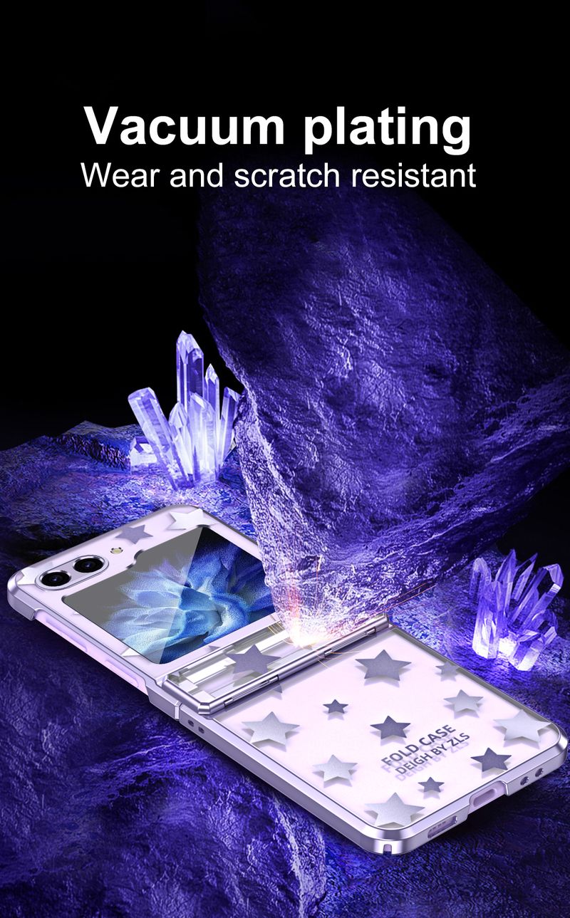 Electroplating Star Pattern Phone Case for Samsung Galaxy Z Flip 6 5 4 3 Flip6 Flip5 Flip4 Flip3 Protective Cover_voghion.com