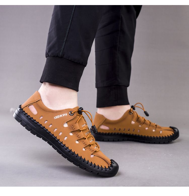 Sandali casual 2025 nuovi, suola morbida antiscivolo, traspiranti, scarpe da guida in pelle fresca da uomo_voghion.com