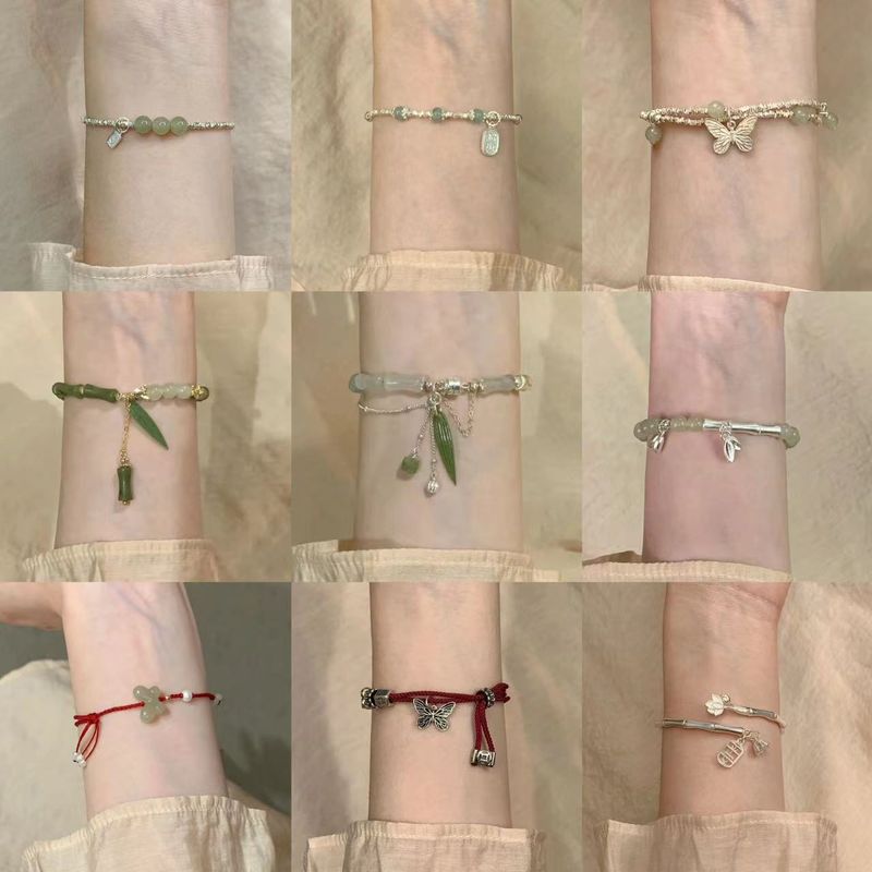 Nouveau bracelet chinois en argent cassé avec perles bleu-gris pour femmes Instagram, petit luxe, cadeaux exquis et polyvalents_voghion.com