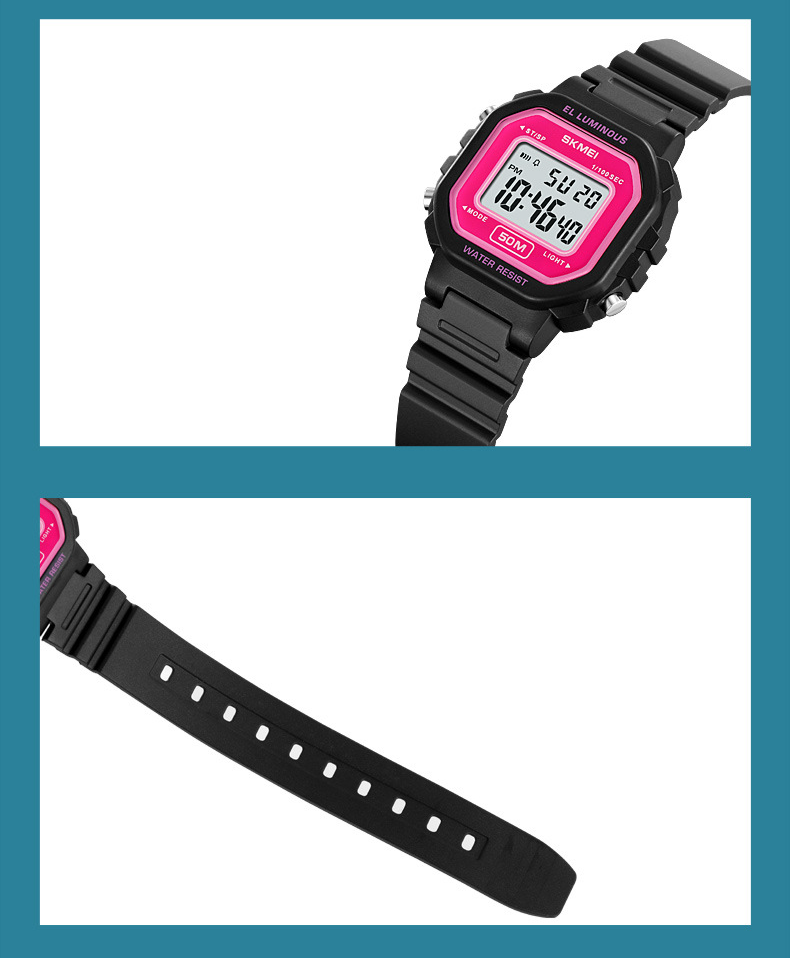 Barnklockor Elektronisk klocka Small Square Student Glow-in-the-dark Sport Square Watch Vattentät Mode utomhus_voghion.com