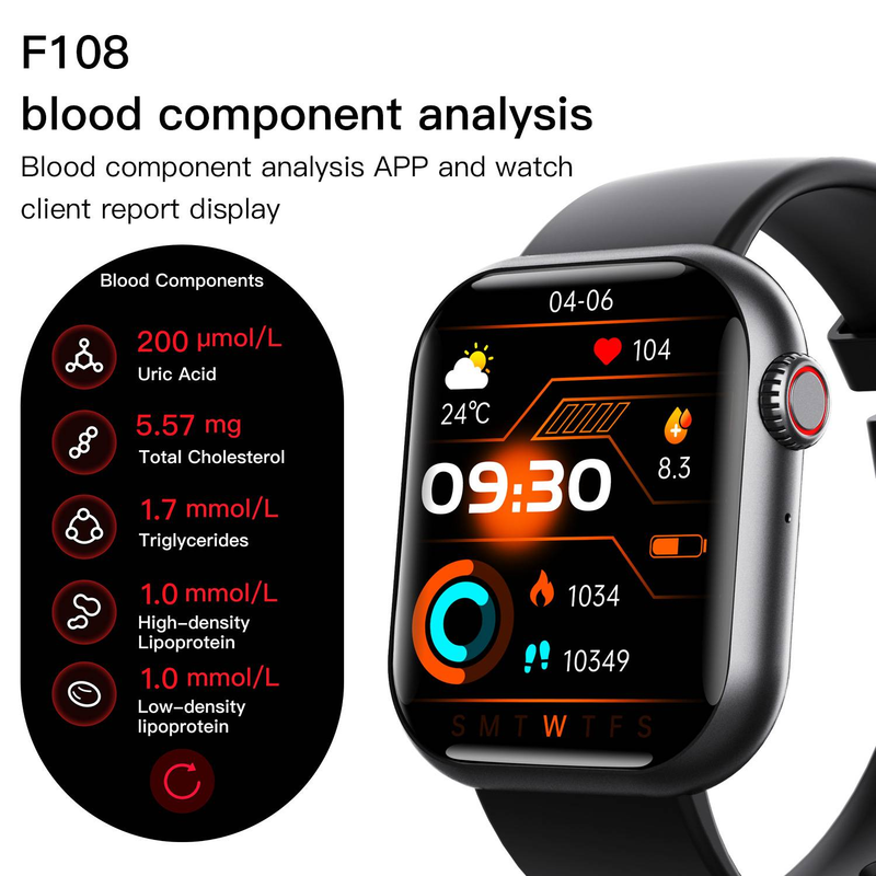 Smartwatches Bloedsuiker Smartwatch Urinezuur Bloedlipidenmonitoring Hartslag Bloeddruk Bloedzuurstof Lichaamstemperatuur Bluetooth-belhorloge_voghion.com