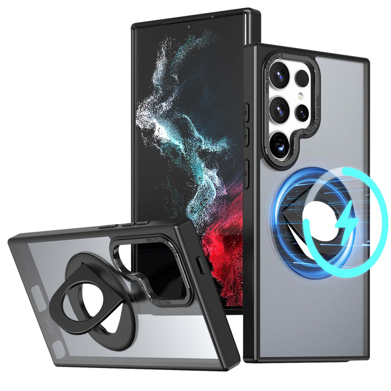 360° Rotating Magnetic Ring Case For Samsung Galaxy S24 Ultra - Pivot Stand With Triple Shockproof Protection Anti-Slip Grip Cover_voghion.com