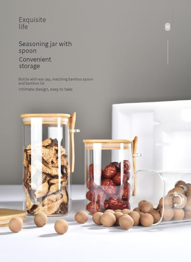 Glass Spice Jars With Lids & Measuring Spoons - 6-Piece Food-Grade Kitchen Storage Set For Salt, Sugar & Seasonings_voghion.com
