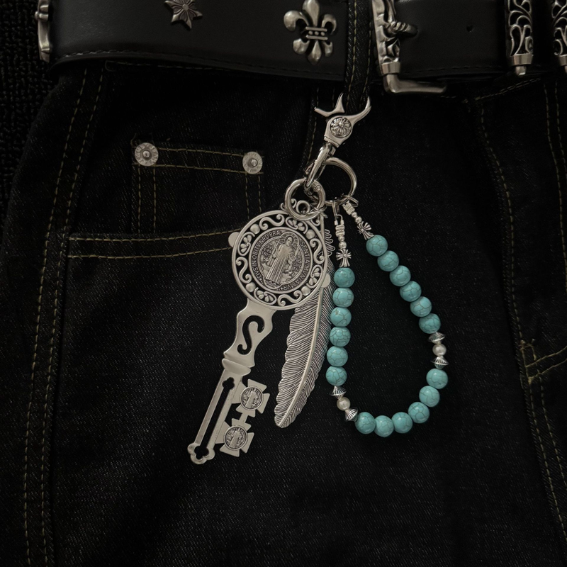 Large Key Handmade Beaded Chain Keychain Decorative Accessories Fashion Accessories_voghion.com