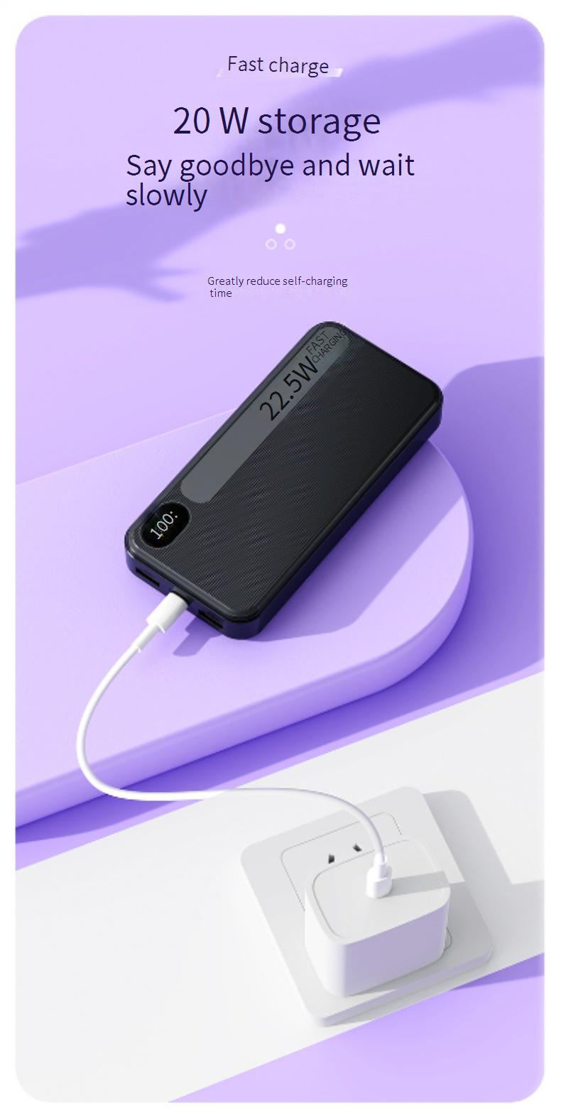 22,5W supersnel opladende powerbank van 20.000 mAh met PD20W bidirectionele snellading, draagbare oplader met hoge capaciteit voor iPhone, Android en meer_voghion.com