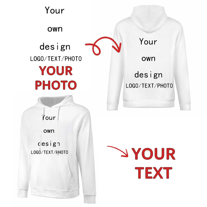 Gepersonaliseerde heren-/vrouwen comfortabele pullover hoodies met uw foto, gepersonaliseerd grafisch ontwerp. Herfst-/winterkleding_voghion.com