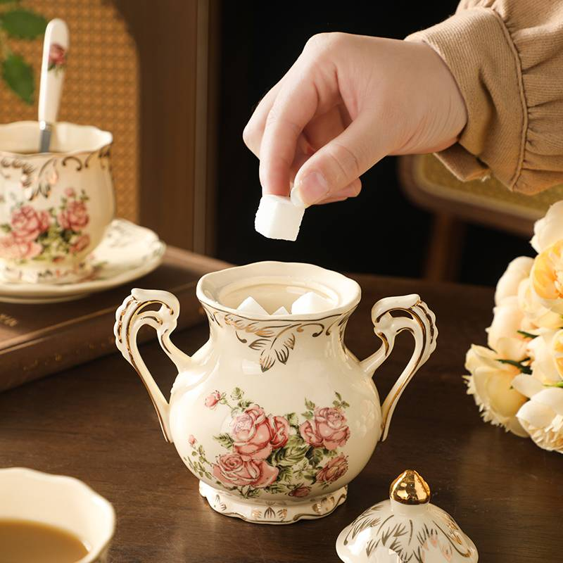 Vintage Rose And Golden Trimmed Artisan Ceramic Tea Set - Ideal Gift For Graduation Or Mother'S Day, Simple To Clean_voghion.com