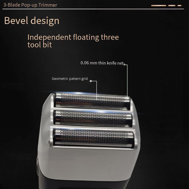 Professioneller 3-Klingen-Elektrorasierer für Männer mit LED-Anzeige, schwebenden Scherköpfen und 90-minütiger Laufzeit – wasserdicht und wiederaufladbar_voghion.com