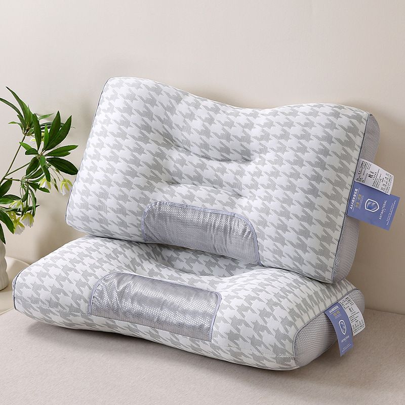 Coussin de soutien cervical réglable avec effet massant et rafraîchissant - Coussin lavable en coton tricoté pour adultes, maison, hôtel, voyage_voghion.com