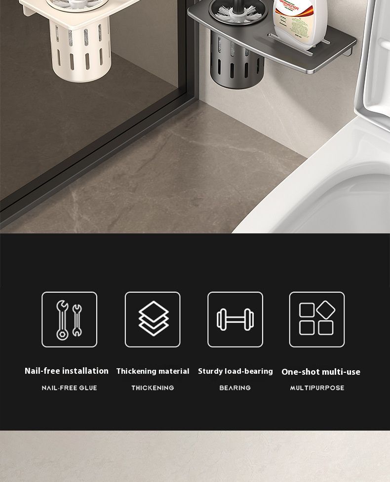 Premium Wall-Mounted Toilet Brush Holder – Heavy-Duty 30KG Capacity, Rustproof Aluminum & Powder-Coated Finish For Modern Bathrooms_voghion.com