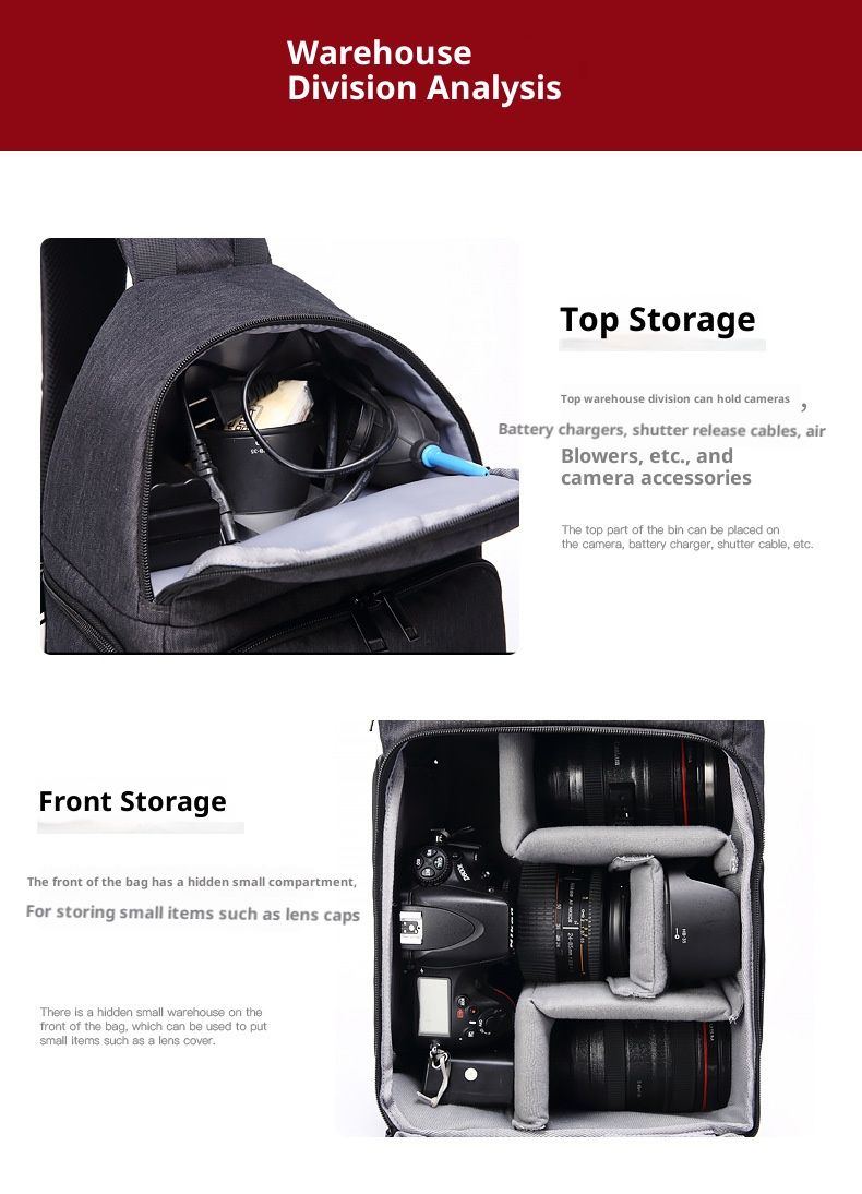 Robuste, wasserdichte Kameratasche für DSLR-Kameras mit verstellbarem Gurt und seitlicher Stativhalterung – leichtes und atmungsaktives Design für Fotografen_voghion.com