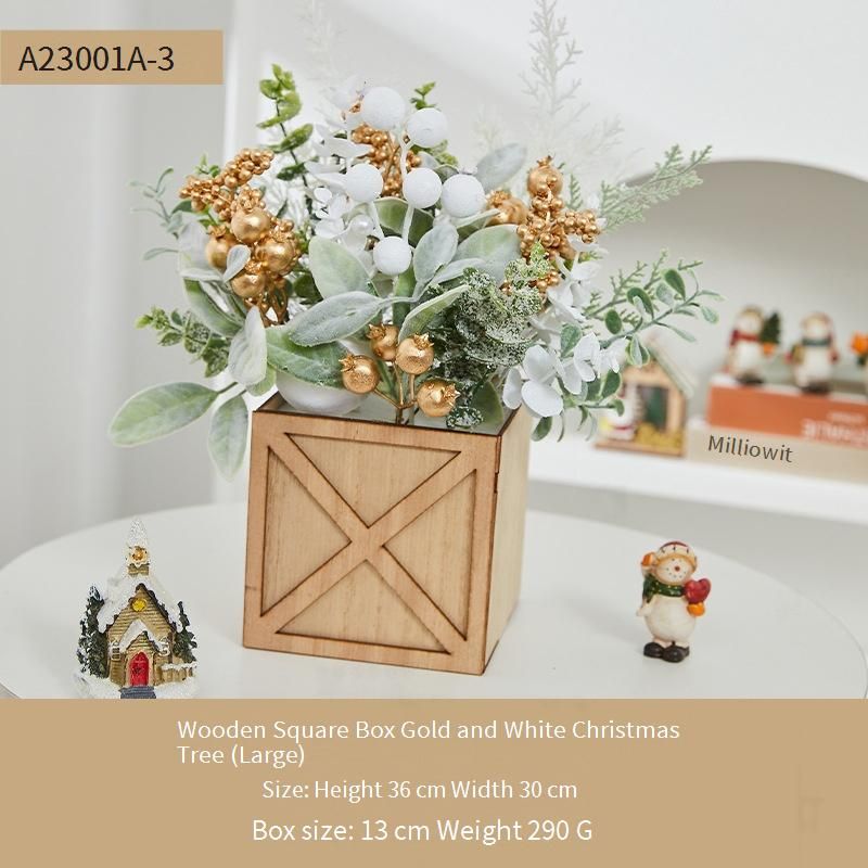 Mini-Weihnachtsbaum in Gold mit Lichterkette – Tischdekoration aus Holz für Zuhause und Büro (Weiß/Gold, 20–50 cm, beleuchtet/unbeleuchtet erhältlich)_voghion.com