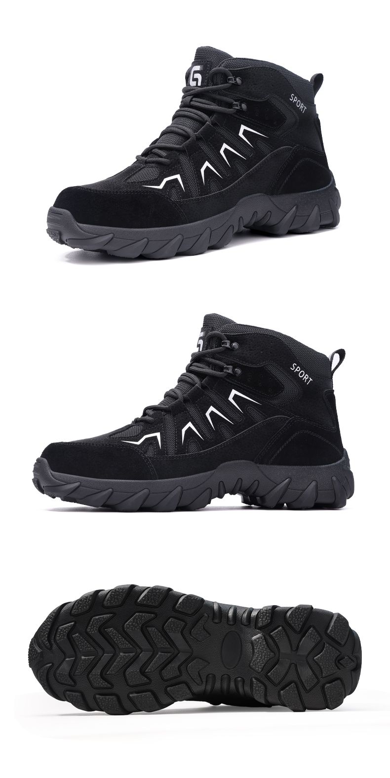 Buty robocze GUYISA z metalowym noskiem, odporne na rozbicie i przebicie, odporne na zużycie, wysokie, 5057BK 38-45_voghion.com