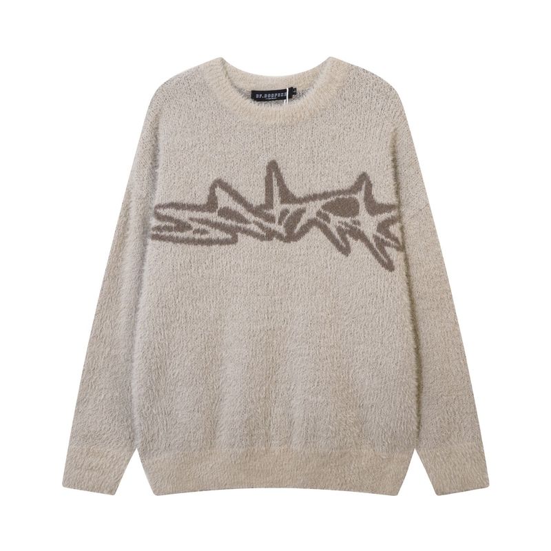 JIAYIKU Men's American Style Deer Fur Thickened Sweater Knitted Top New Jacquard Round Neck Base Shirt_voghion.com