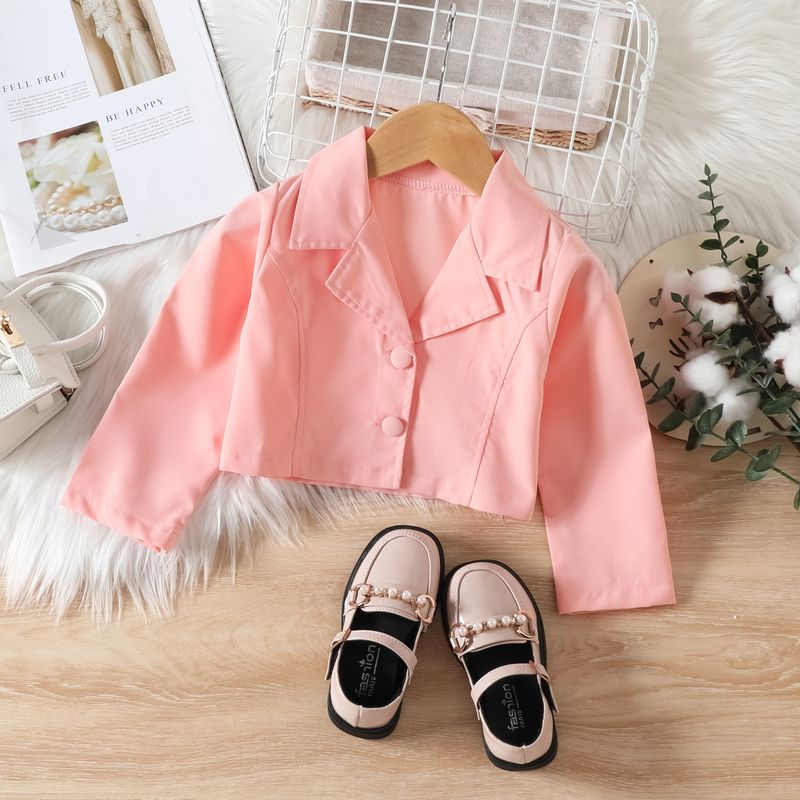 2024 Girls' Spring and Autumn New Style Solid Color Western style Collar Jacket, Suit Top, Coat, Shorts Set_voghion.com