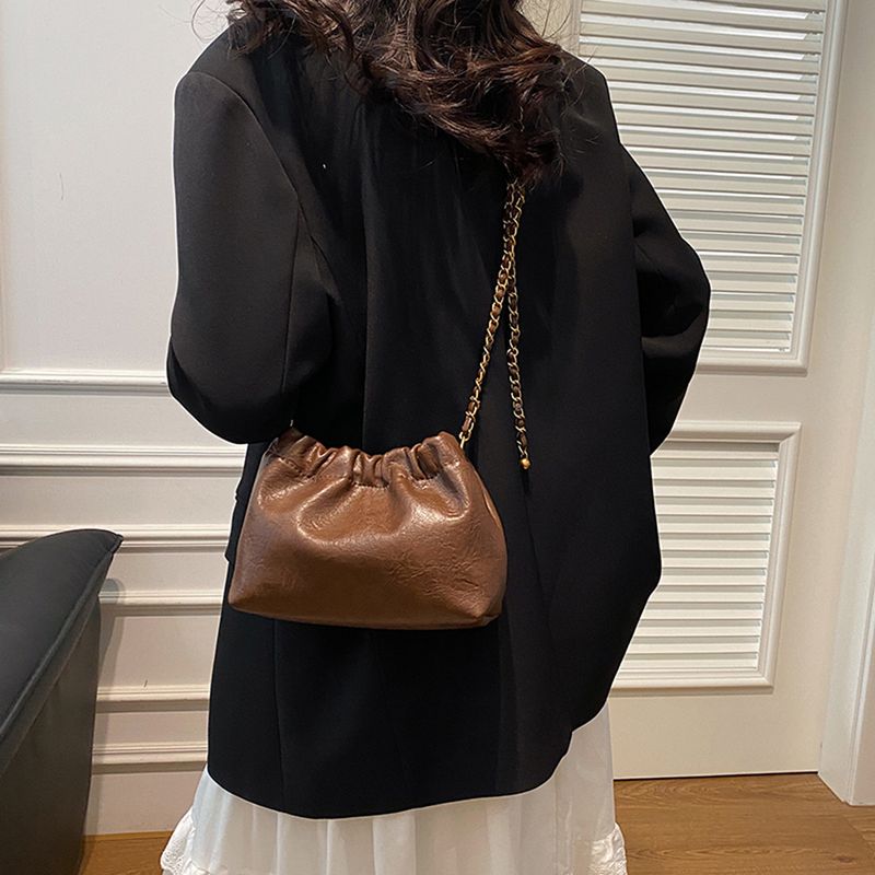 Borsa a tracolla in pelle PU con tracolla a catena da donna, versatile, con pieghe, hobo messenger bag, elegante borsa da ragazza_voghion.com