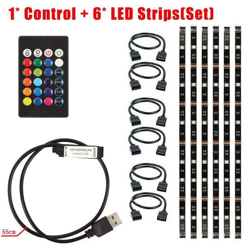 Bande lumineuse LED USB 5050 RGB 1-10 m avec rétroéclairage LED et télécommande 24 touches, 5 V, 30 LED/m_voghion.com