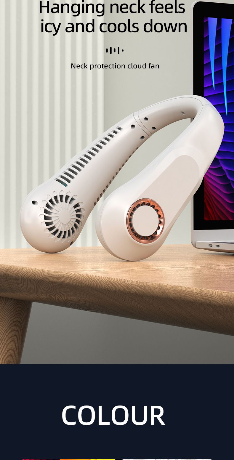 BreezeNeck P30 Wearable Fan - Hands-Free Bladeless Neck Fan With Digital Display (Type-C Fast Charge, 18H Cooling)_voghion.com
