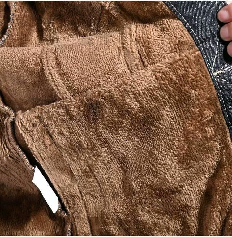 Giacca invernale in denim con velluto spesso e capi in denim versatili, giacca da lavoro con risvolto a maniche lunghe_voghion.com