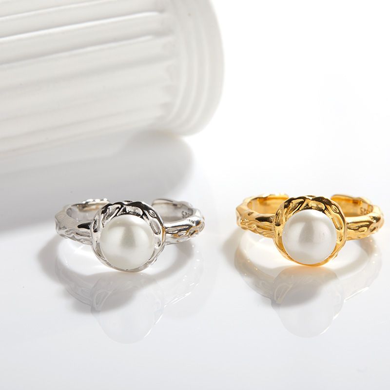 Parure di gioielli da donna in argento Sterling 925 con perle d'acqua dolce naturali, elegante collana, orecchini e anello, minimalista e chic_voghion.com