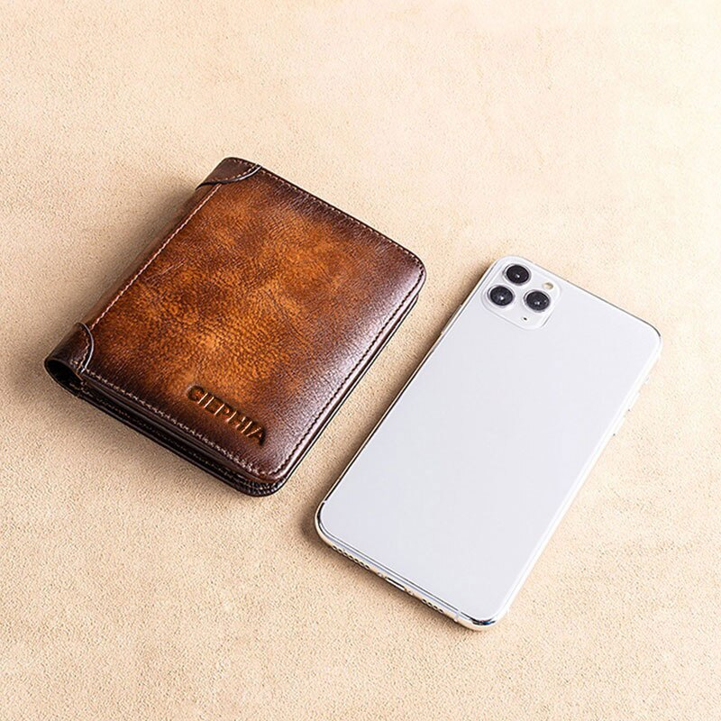Portfele męskie z prawdziwej skóry Rfid w stylu vintage, cienkie, krótkie, wielofunkcyjne etui na karty kredytowe, dowód osobisty_voghion.com