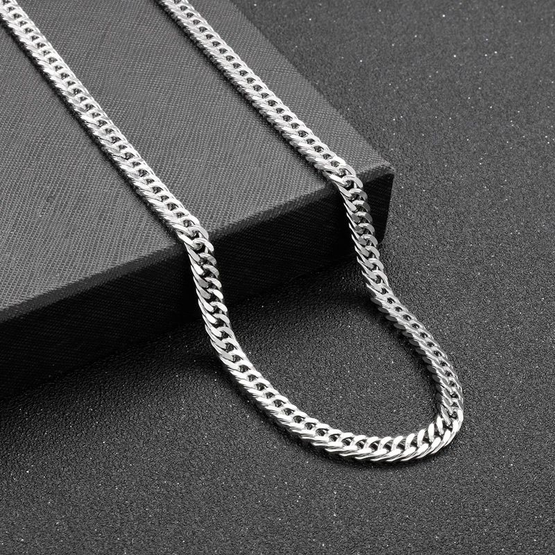 Stainless Four-Sided Polished European And American Hip-Hop Unisex Personality Cuban Necklace Titanium Steel Jewelry_voghion.com