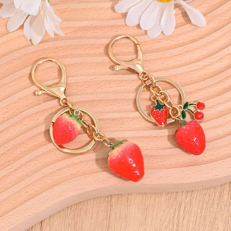 Portachiavi giapponese coreano a forma di fragola e ciliegia per donna, squisito e carino_voghion.com