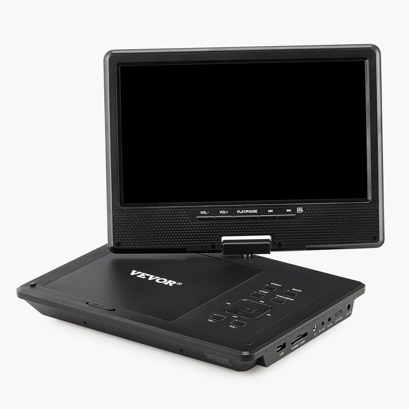 Lecteur DVD portable VEVOR, écran pivotant HD de 9 pouces, batterie intégrée de 4 heures_voghion.com