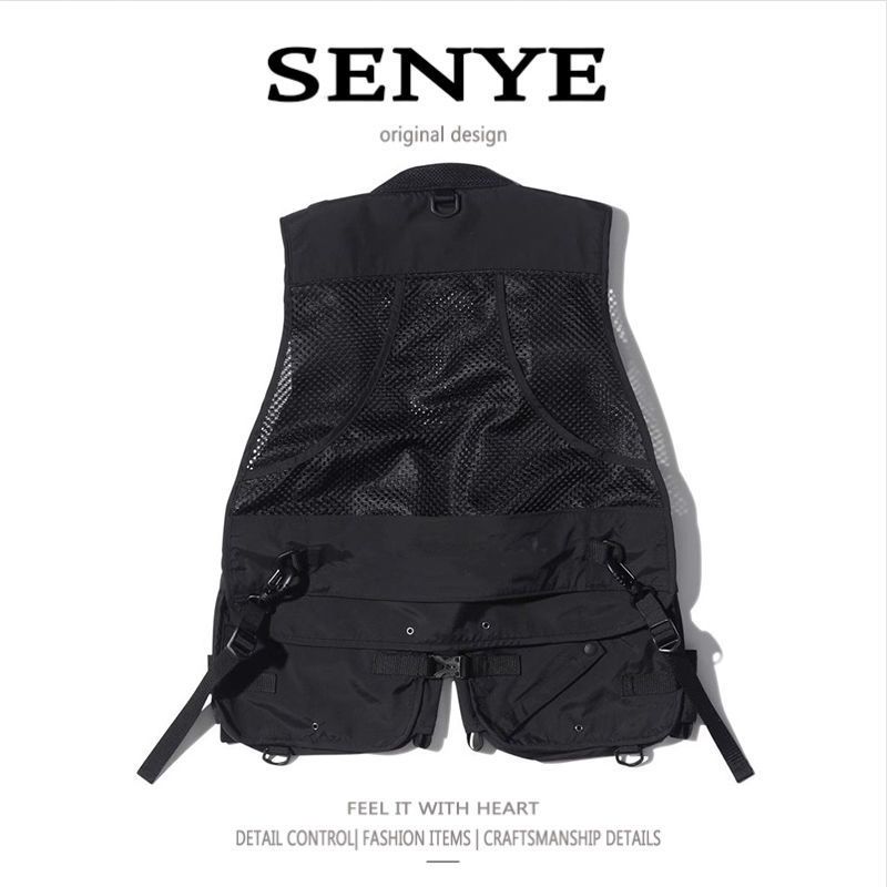 Męska odzież outdoorowa Funkcjonalny styl Wielokieszeniowa odzież robocza Kamizelka taktyczna dla mężczyzn i kobiet Luźna, uniwersalna kurtka kamizelkowa z popularnej marki modowej_voghion.com