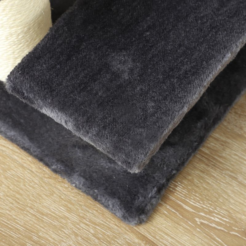 4-stufige Haustiertreppe Aus Weichem Plüsch, Gris, 60x40.5x59 Cm_voghion.com