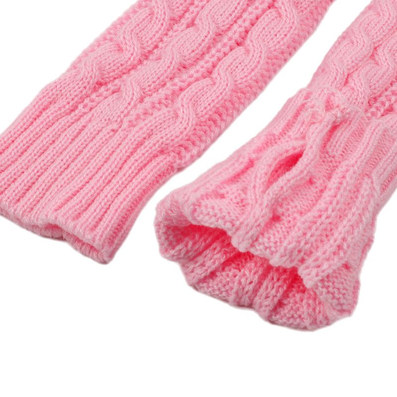 Women's Fingerless Knit Gloves - Acrylic Wool, Long & Twisted 8-Shaped Design, Warm Arm Sleeves For Autumn & Winter Breathable & Stylish, Unisex Fit_voghion.com