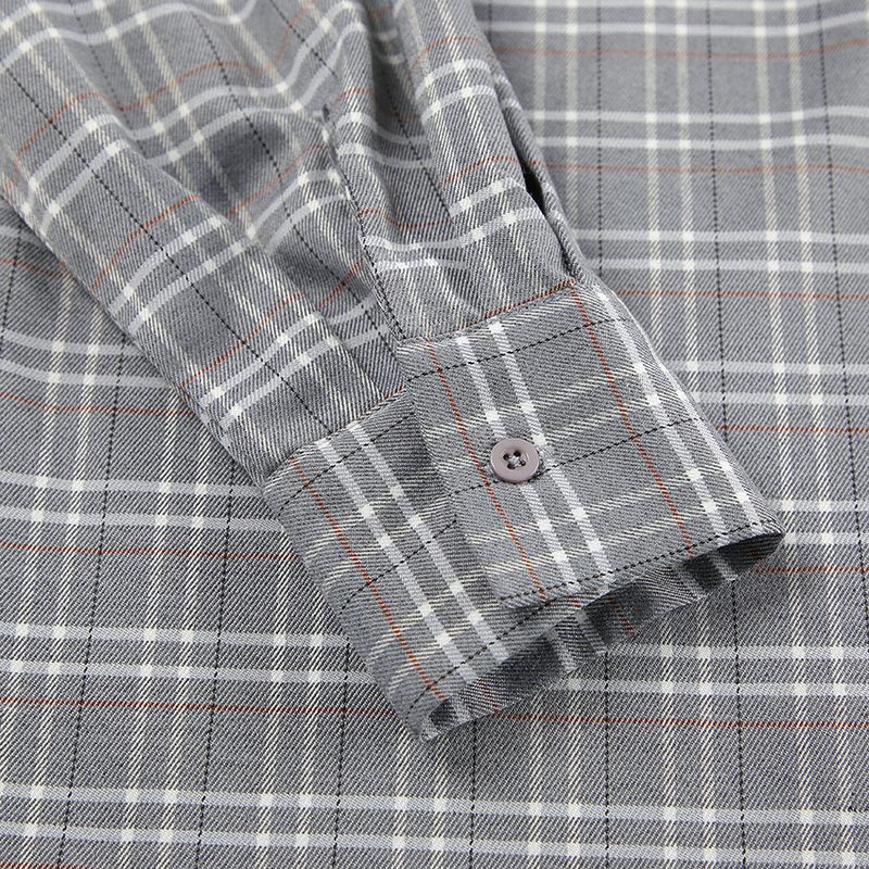 Verve 2025 Printemps Et Automne Nouvelle Chemise Grise Élégante À Carreaux Surdimensionnée À Col Rabattu Ample Mode Vêtements Femme_voghion.com