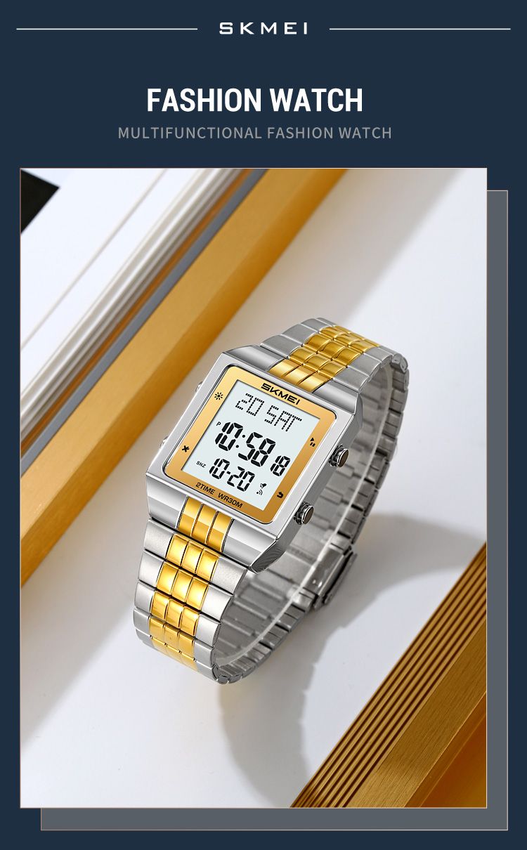 Digitale Uhr Mode Elektronische Uhren Für Herren Frauen Wasserdicht Edelstahl Streifen Stoppuhr Armbanduhr Reloj Hombre_voghion.com