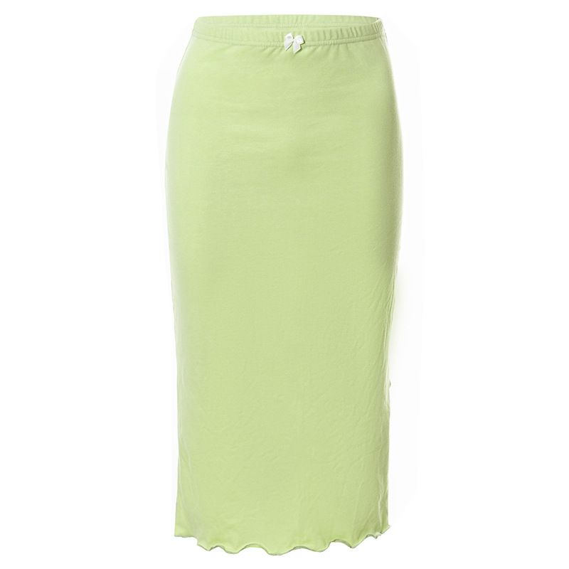 Plus Nine W21SK201 Summer New Low Waist Solid Color Side Split Wooden Ear Edge Wrapped Hip Women's Half Skirt_voghion.com