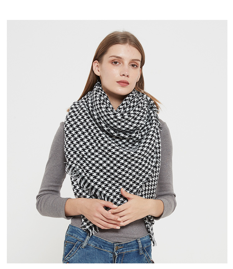 Xales unissex primavera e inverno feminino preto e branco mil pássaros cachecol quadrado cachecol_voghion.com