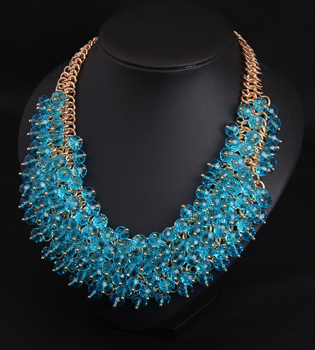 Collana tutta fatta a mano in cristallo di vetro multistrato con clavicola corta per l'industria pesante, moda femminile esagerata gioielli di grande nome_voghion.com