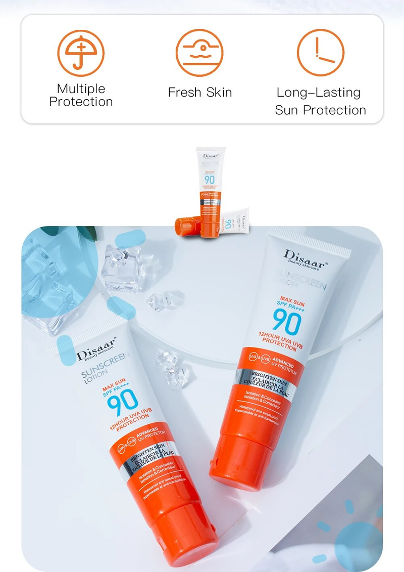 QLZHANFU Disaar SPF 90 Sunscreen Long Lasting UV Protector Whitening Sunblock Moisturizing Skin Protective Cream 50ml_voghion.com