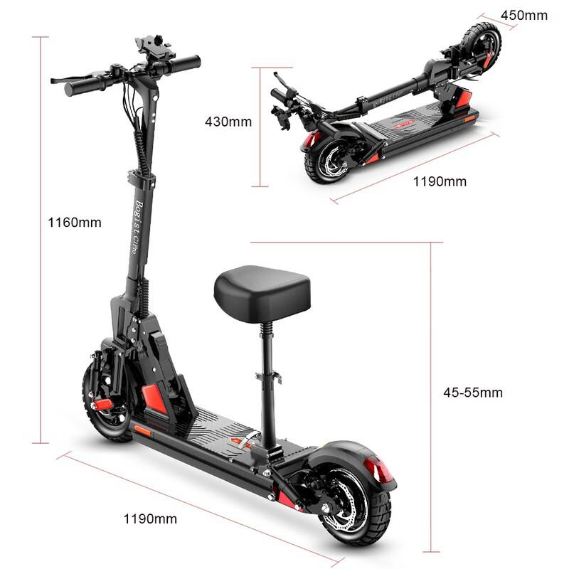 BOGIST C1 Pro 500W 10'' elektrisk scooter med 48V 13AH-40KM eller 20AH-70KM, aftageligt sæde, Triple Shockproof System, taske, lås og smartphoneholder_voghion.com